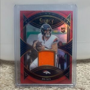 2024 Panini Select Bo Nix Rookie Swatches - Red Prizm Card